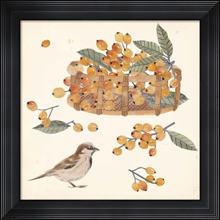 Framed Basket with Fruit III Print