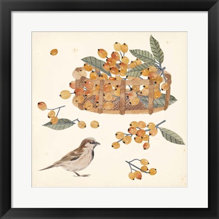 Framed Basket with Fruit III Print