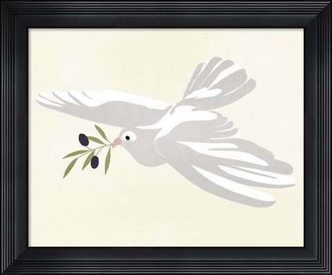 Framed Olive Branch Dove I Print