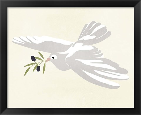 Framed Olive Branch Dove I Print