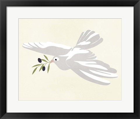 Framed Olive Branch Dove I Print