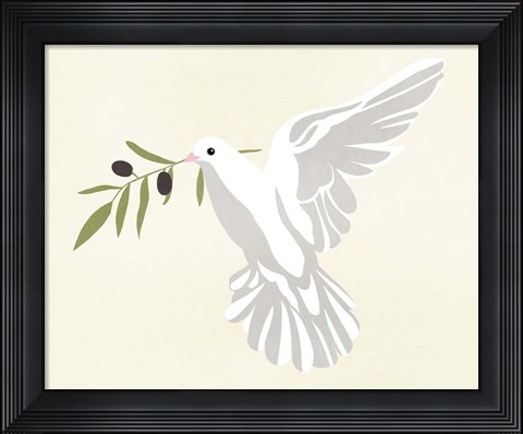 Framed Olive Branch Dove II Print