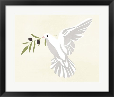 Framed Olive Branch Dove II Print