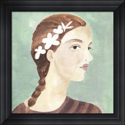 Framed Folk Art Portrait I Print