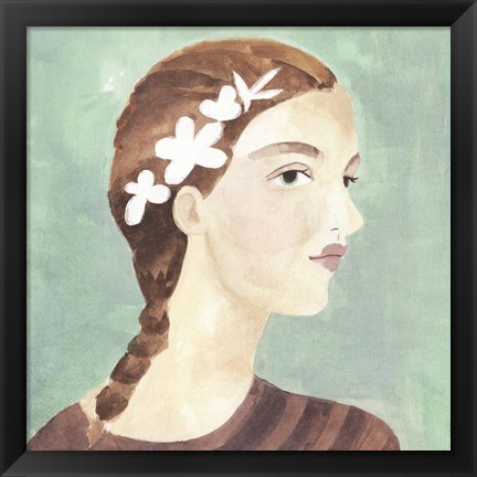 Framed Folk Art Portrait I Print