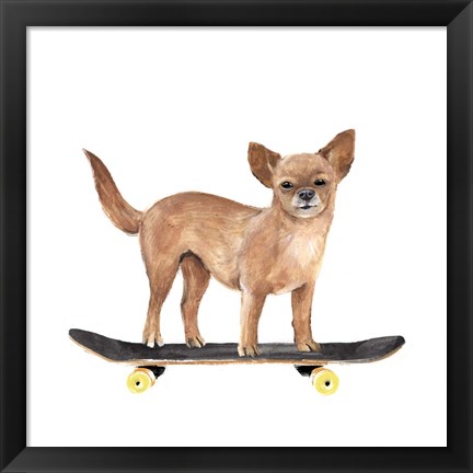 Framed Pups on Wheels I Print