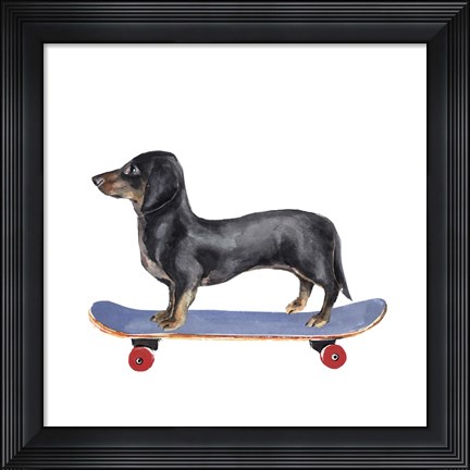 Framed Pups on Wheels II Print