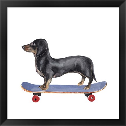 Framed Pups on Wheels II Print