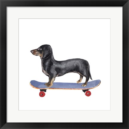 Framed Pups on Wheels II Print