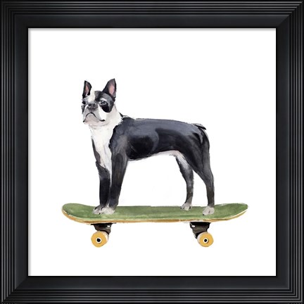 Framed Pups on Wheels IV Print