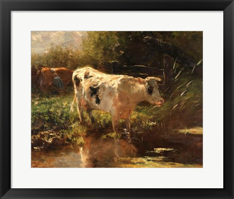 Framed Cow Beside a Ditch, c. 1885-1895 Print