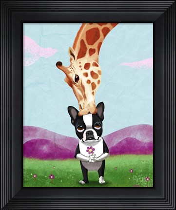 Framed Giraffe Kisses Print