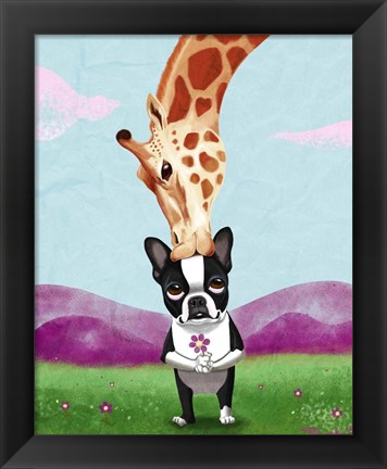 Framed Giraffe Kisses Print