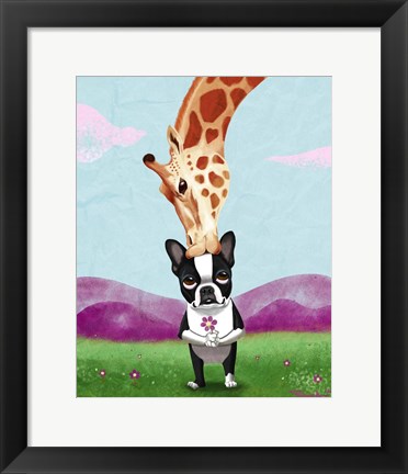 Framed Giraffe Kisses Print