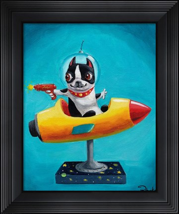 Framed Rocket Blue Print