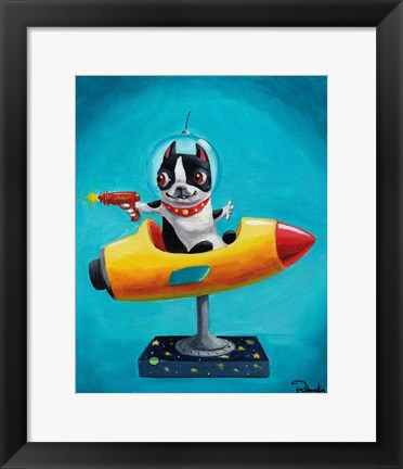 Framed Rocket Blue Print