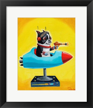 Framed Rocket Yellow Print