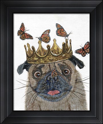 Framed Crowned Pug Print