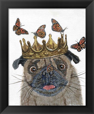 Framed Crowned Pug Print