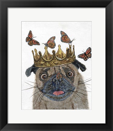 Framed Crowned Pug Print