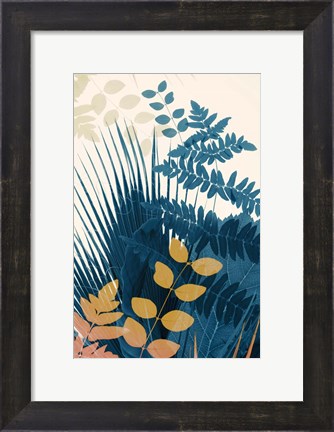 Framed Welcome to the Jungle, Blue 5 Print