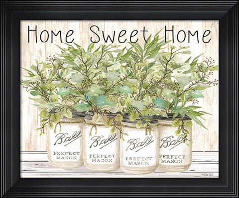 Framed Home Sweet Home Ball Jars Print