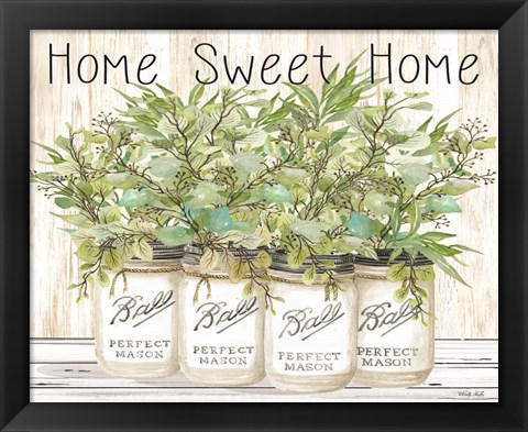 Framed Home Sweet Home Ball Jars Print