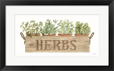 Framed Crate of Herbs Print