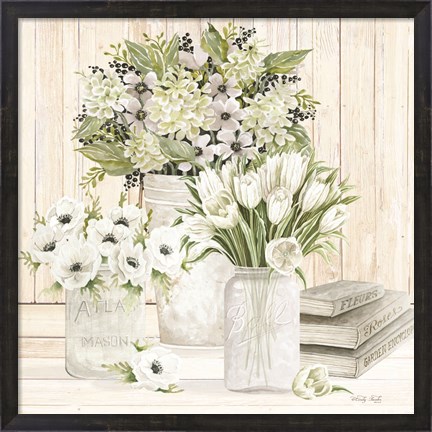 Framed Collection of White Flowers Print
