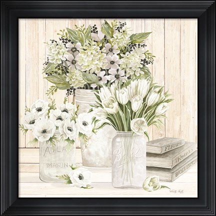 Framed Collection of White Flowers Print