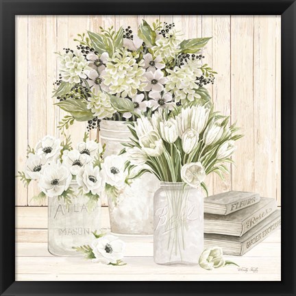 Framed Collection of White Flowers Print