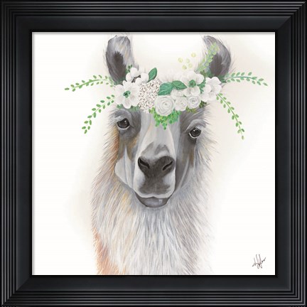 Framed Floral Llama Print