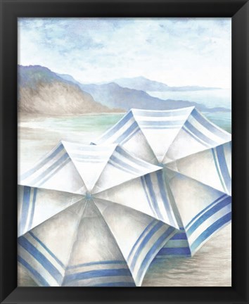 Framed Coastal Umbrellas Print