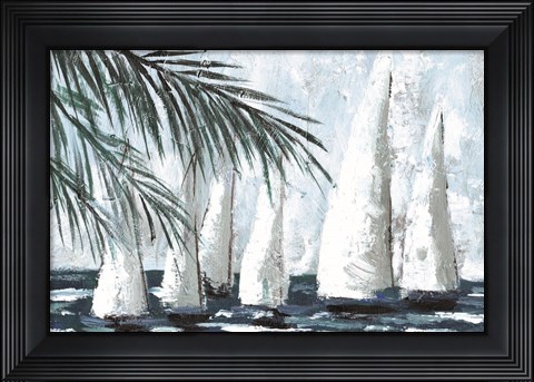 Framed Sailboats Behind the Palms Print