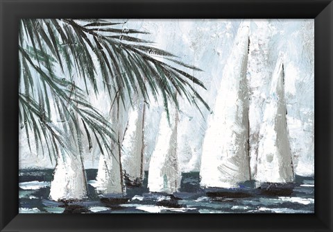 Framed Sailboats Behind the Palms Print