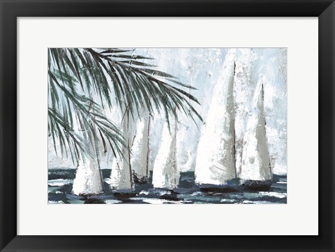 Framed Sailboats Behind the Palms Print