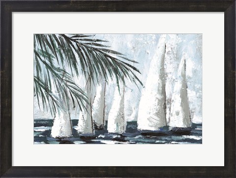 Framed Sailboats Behind the Palms Print