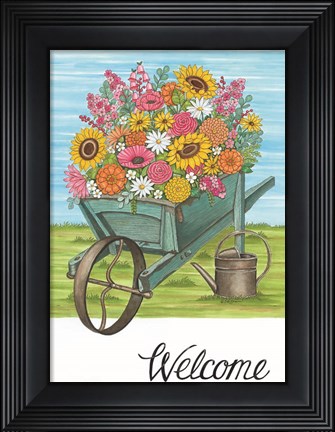 Framed Welcome Wheelbarrow Print