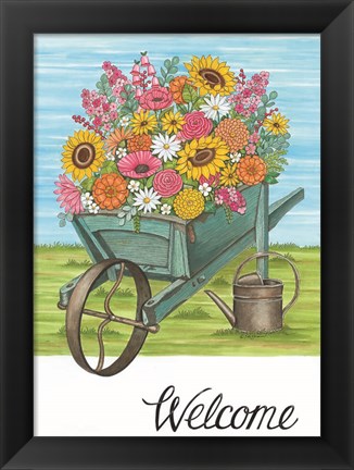 Framed Welcome Wheelbarrow Print