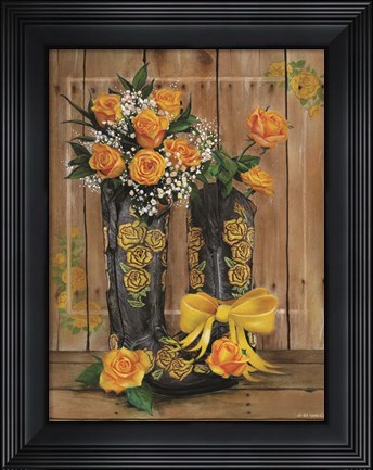 Framed Rosey Cowboy Boots II Print