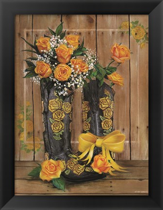 Framed Rosey Cowboy Boots II Print