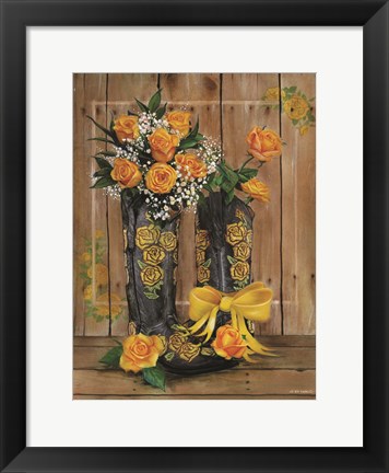 Framed Rosey Cowboy Boots II Print