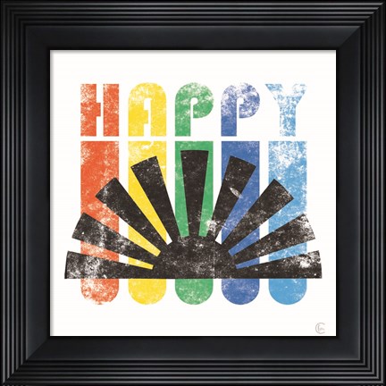 Framed Happy Retro Print
