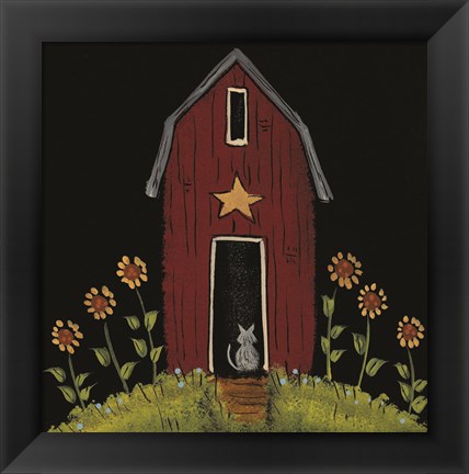 Framed Cat Barn Print