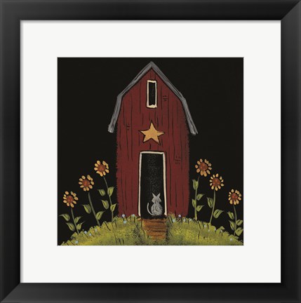 Framed Cat Barn Print