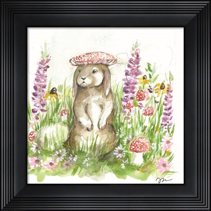 Framed Mushroom Hat Bunny Print