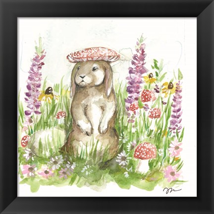 Framed Mushroom Hat Bunny Print