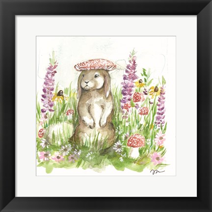 Framed Mushroom Hat Bunny Print