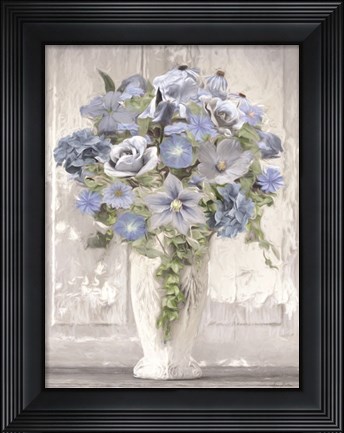 Framed Blue Floral Bouquet Print