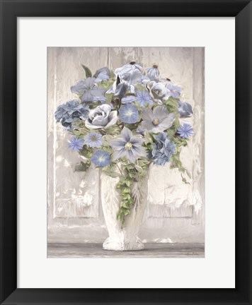 Framed Blue Floral Bouquet Print